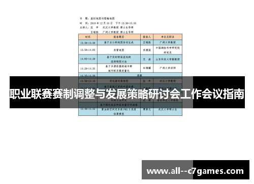 职业联赛赛制调整与发展策略研讨会工作会议指南 职业联赛赛制调整与发展策略研讨会工作会议指南